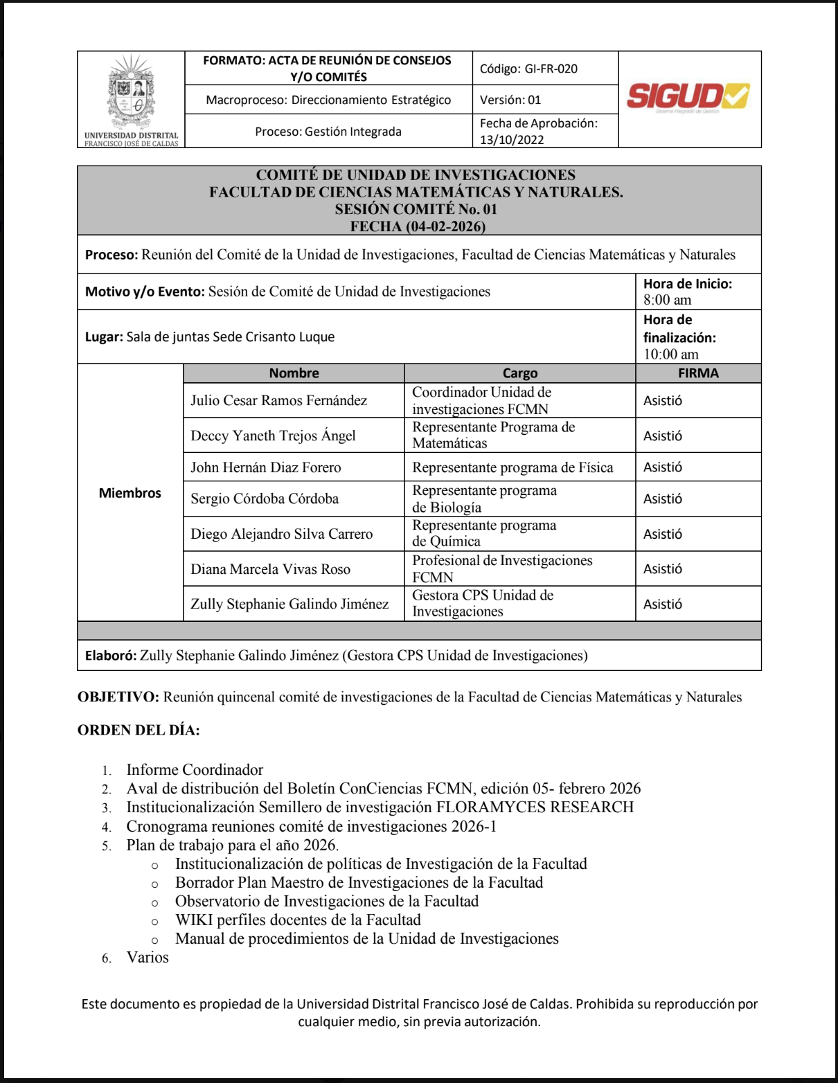 Acta de Comité (N° 01)