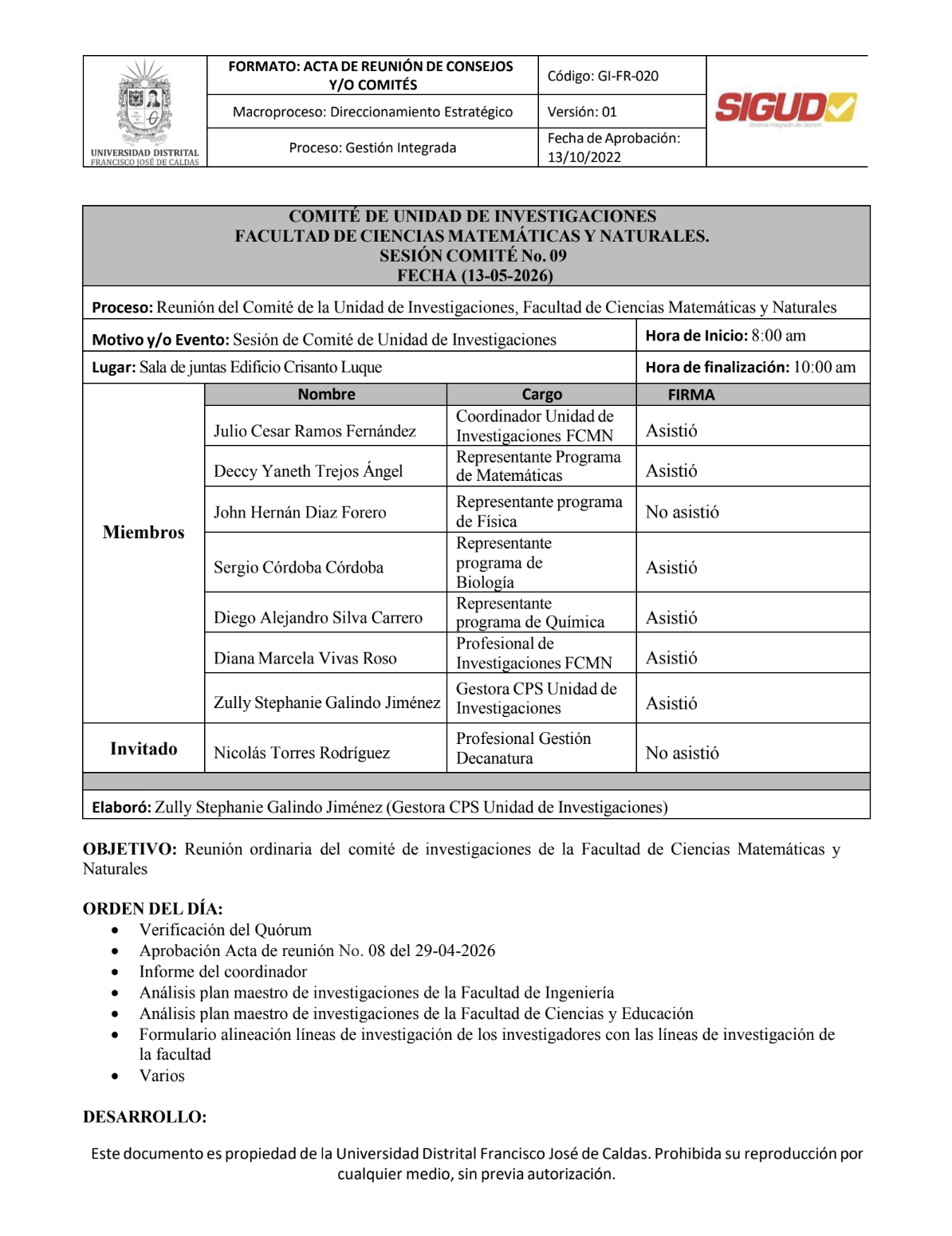 Acta de Comité (N° 09)
