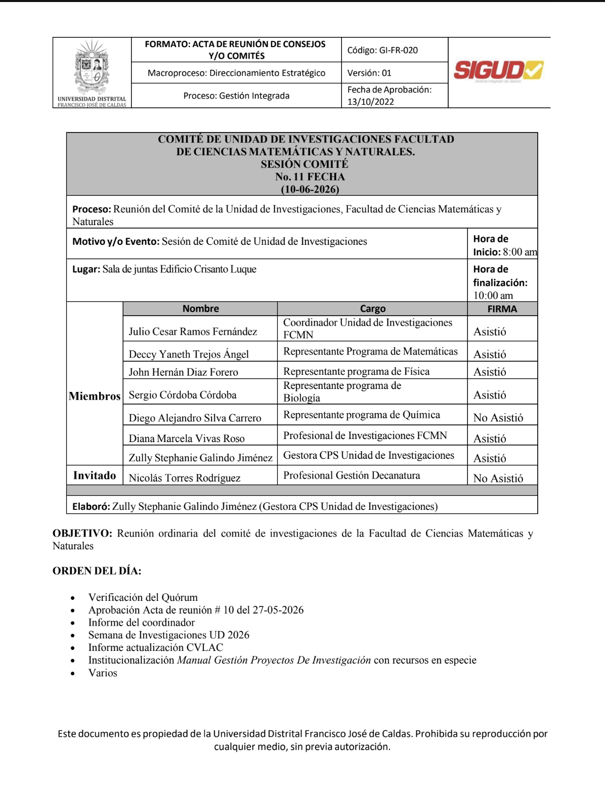 Acta de Comité (N° 11)